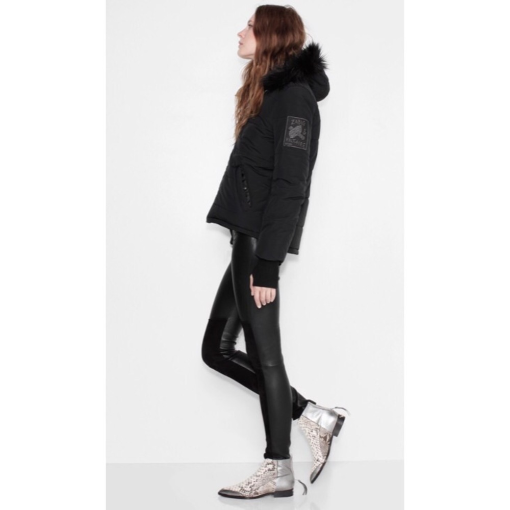 📸🆕 Z&V ღ Patch Quilt ღ Down Parka Faux Fur Trim - Picture 4 of 8